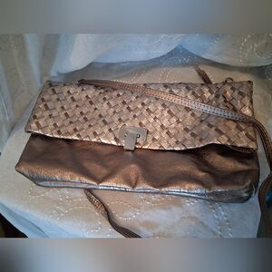 Elliott Lucca Ares Woven Leather Convertible Clutch Bag Detachable Strap